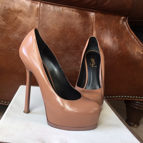 YSL TRIBTOO iconic platform heels pumps tan color - Picture 5 of 12